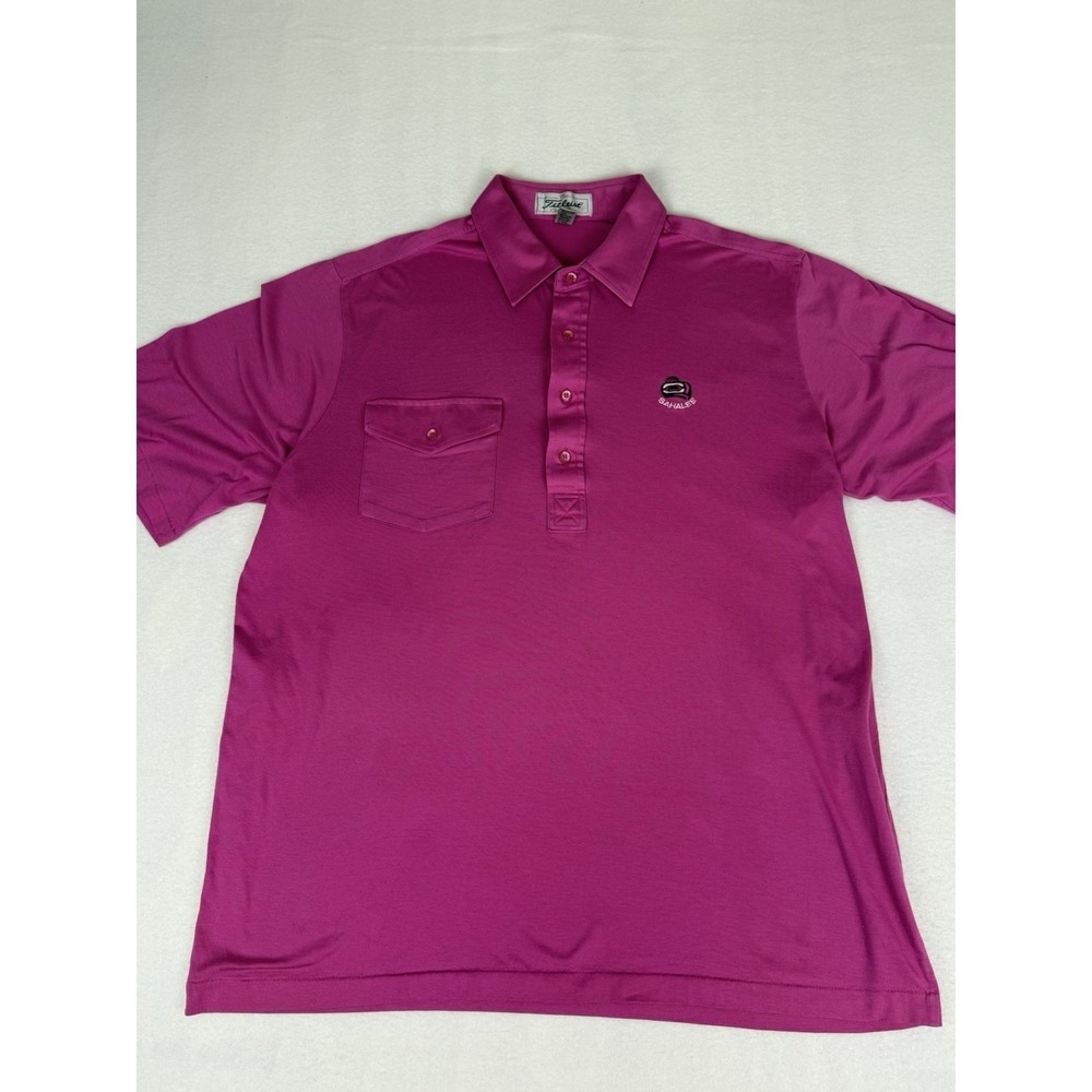 Titleist Mens XL Pink Collared Short Sleeve Golf PGA Polo Shirt Logo Pullover‎